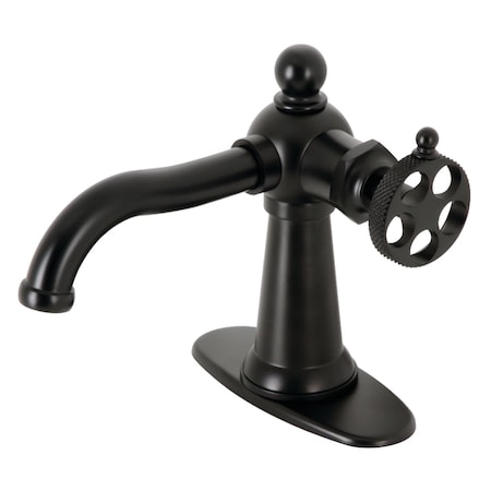 Kingston Brass KSD3540RKX Single-Handle Bathroom Faucet with Push Pop-Up, Matte Black KSD3540RKX